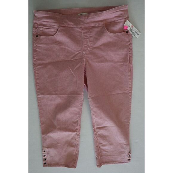 Westbound ST1PW860 Women's Sz 14 Red/White Striped Mid-Rise Stretch Capris - Picture 1 of 4